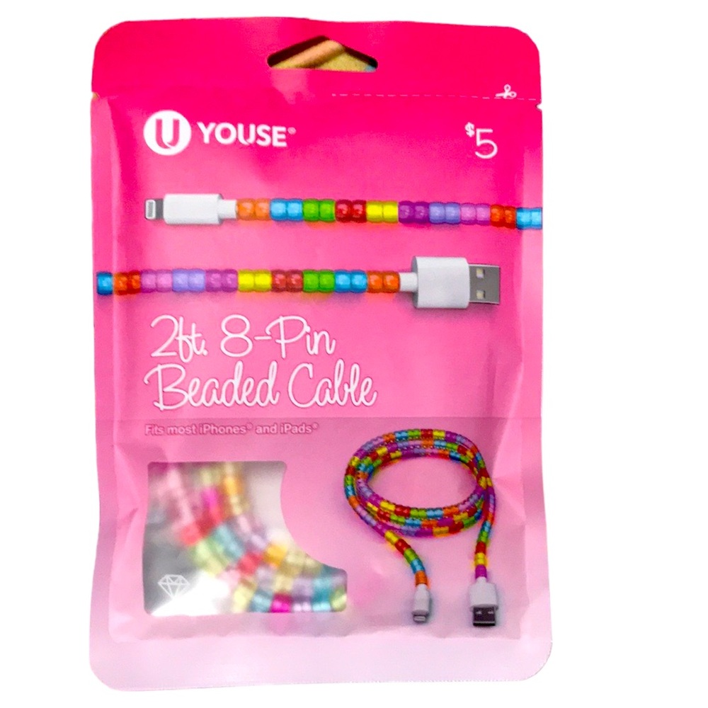 2 FOR $15 CHARGERS YOUSE 2 FT 8-PIN BEADED CABLE CHARGER
